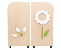 Könyves szekrény / Gurulós kocsi 2 az 1-ben Bükk - kicsi - Fehér virág és szirmok