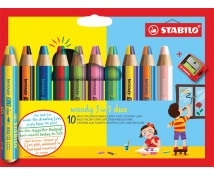 STABILO® multifunkciós két színű zsírkréták - készlet, 10 színben