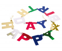 Papír füzér „Happy Birthday“, 1,5 m