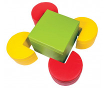 [Asztal és ülőkék - készlet - zöld / piros / sárga]