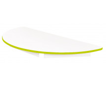 Asztallap 18 mm, FEHÉR - félkör - zöld