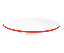 Asztallap 18 mm, FEHÉR - kör 90 cm - piros