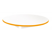 Asztallap 18mm,  FEHÉR - kör 90 cm - narancssárga