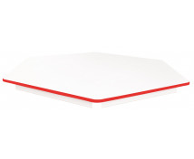 Asztallap 18 mm, FEHÉR - hatszög 60 cm - piros