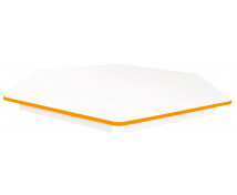 Asztallap 18 mm, FEHÉR - hatszög 60 cm - narancssárga