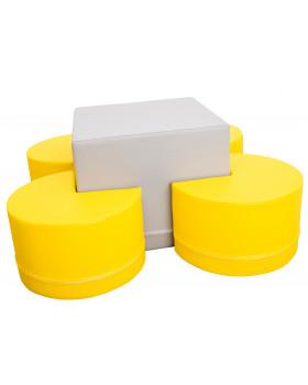 Asztal és ülőkék - készlet - szürke / sárga