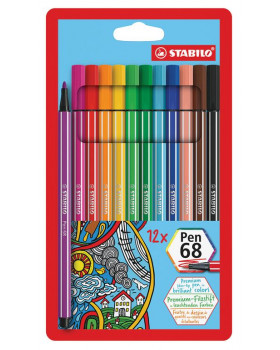 STABILO® Pen 68 - filctollak - 12 színből álló készlet