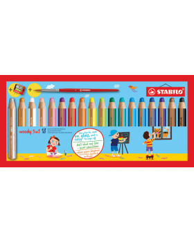 STABILO® woody 3 az 1-ben multifunkciós zsírkréták - 18 színből álló készlet