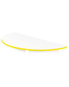 Asztallap 18 mm, FEHÉR - félkör - sárga
