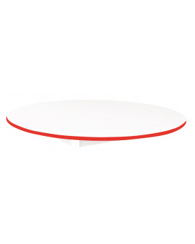 Asztallap 18 mm, FEHÉR - kör 125 cm - piros