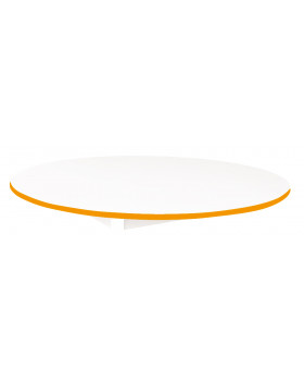 Asztallap 18 mm, FEHÉR - kör 125 cm - narancssárga