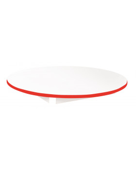 Asztallap 18 mm, FEHÉR - kör 90 cm - piros