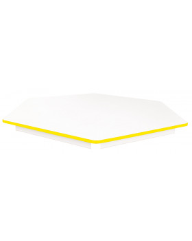 Asztallap 18 mm, FEHÉR - hatszög 60 cm - sárga
