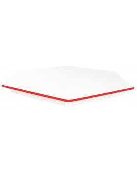 Asztallap 18 mm, FEHÉR - hatszög 80 cm - piros