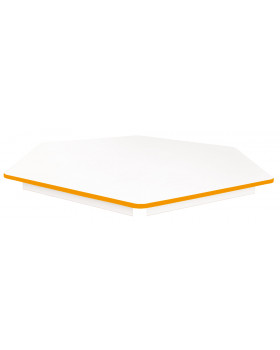 Asztallap 18 mm FEHÉR - hatszög 80 cm - narancssárga
