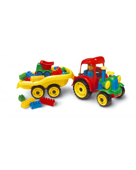 Traktor és pótkocsi + építőkocka