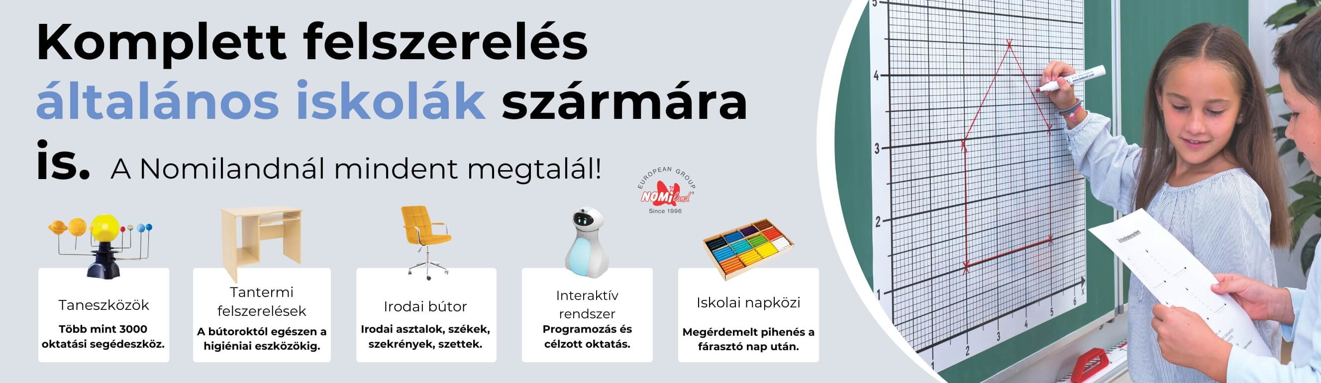 Termékkínálat általános iskolák számára.